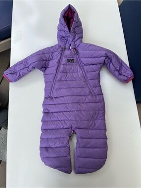 Patagonia Purple Infant Down Bunting with Hood
